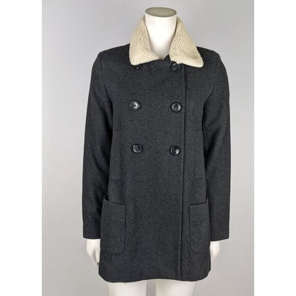Old Navy - Women's Gray Wool Blend Coat with Removable Collar - Size XS - Picture 1 of 10